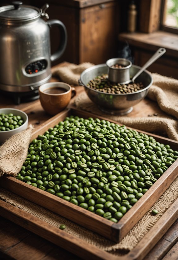 roasting green coffee beans